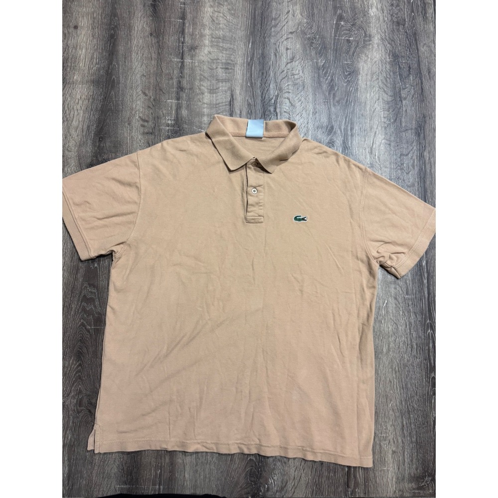 Lacoste Mens Beige Tan Short Sleeve Pique Polo Shirt Size 6 XL RN87651